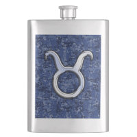 Taurus Zodiac Sign on Blue Digital Camouflage