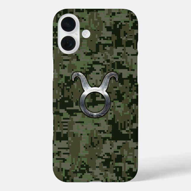 Taurus Zodiac Sign on Green Camo Case-Mate iPhone Case (Back)