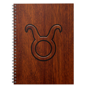 Taurus Zodiac Sign on Mahogany Style Notebook