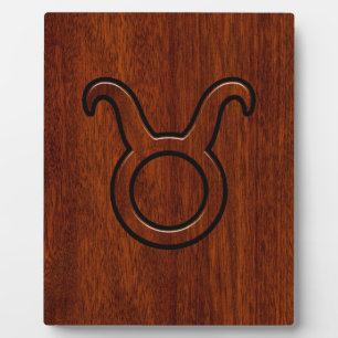 Taurus Zodiac Sign on Mahogany Style Plaque
