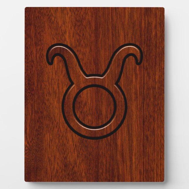 Taurus Zodiac Sign on Mahogany Style Plaque (Front)