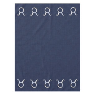 Taurus Zodiac Sign on Navy Blue Carbon Fibre Style Tablecloth