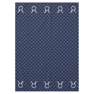 Taurus Zodiac Sign on Navy Blue Carbon Fibre Style Tablecloth