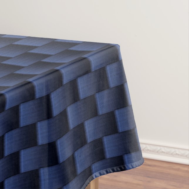 Taurus Zodiac Sign on Navy Blue Carbon Fibre Style Tablecloth (In Situ)