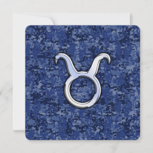 Taurus Zodiac Sign on Navy Blue Digital Camo