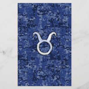 Taurus Zodiac Sign on Navy Blue Digital Camouflage Flyer