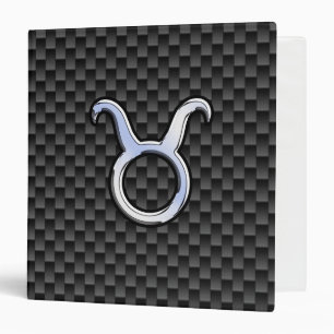 Taurus Zodiac Sign on Racy Charcoal Carbon Fibre Binder
