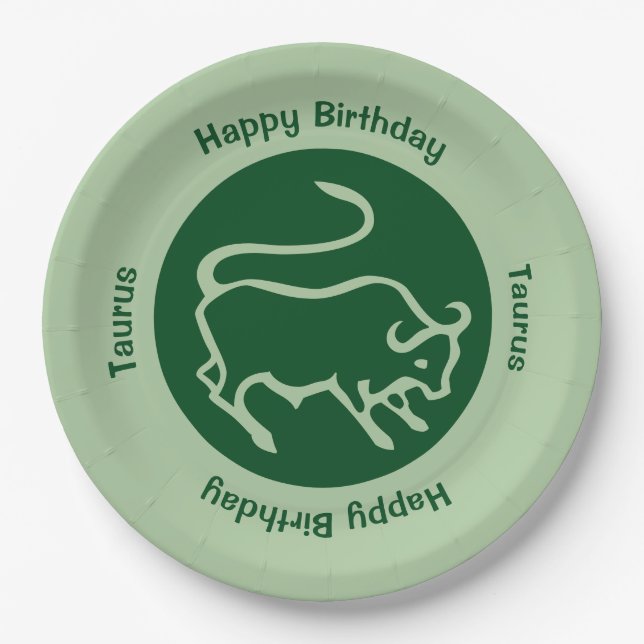 Taurus Zodiac Sign Paper Plate (Front)