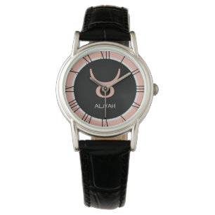 Taurus Zodiac Sign Rose Pink Grey Custom Name  Watch