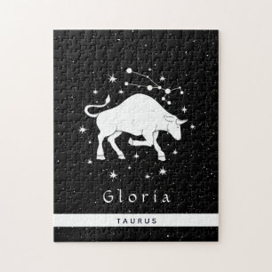 Taurus Zodiac Sign Star Horoscope Symbol & Name Jigsaw Puzzle