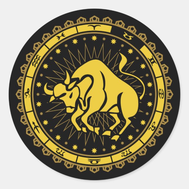 Taurus - Zodiac Sign - Symbol - Horoscope Classic Round Sticker (Front)