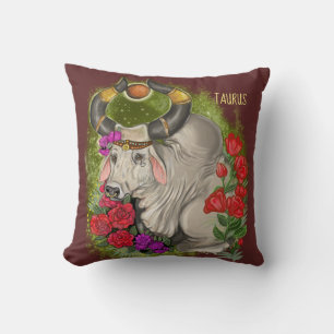 Taurus Zodiac Sign Throw Pillow