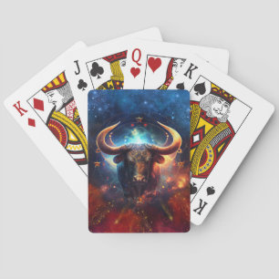 Taurus Zodiac Sign Watercolor Design Playing Cards