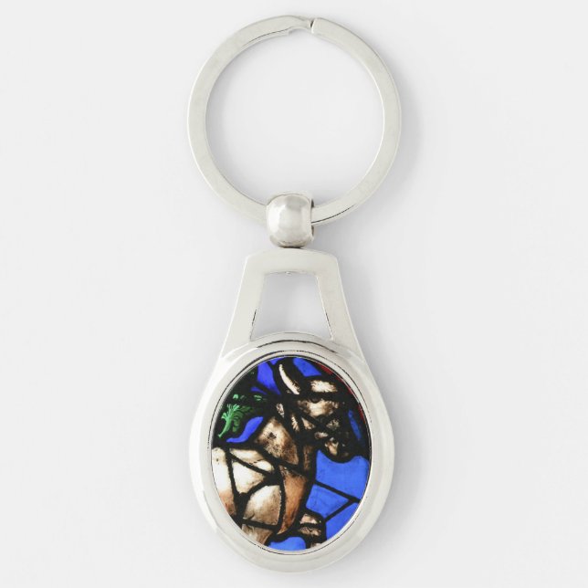 Taurus Zodiac Stained Glass Notre-Dame de Paris OK Keychain (Front)