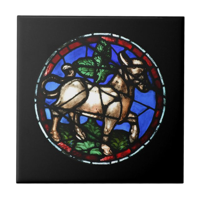Taurus Zodiac Stained Glass Notre-Dame de Paris Ti Tile (Front)