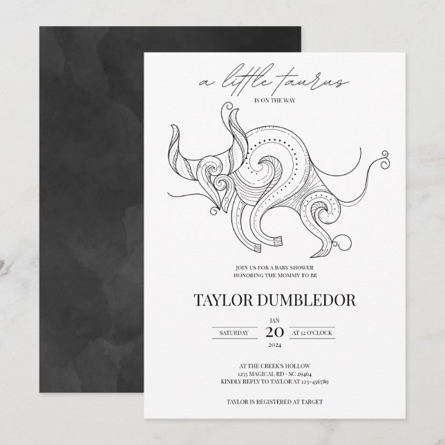 Taurus Zodiac Star Sign Astrology Baby Shower Invitation (Front/Back)