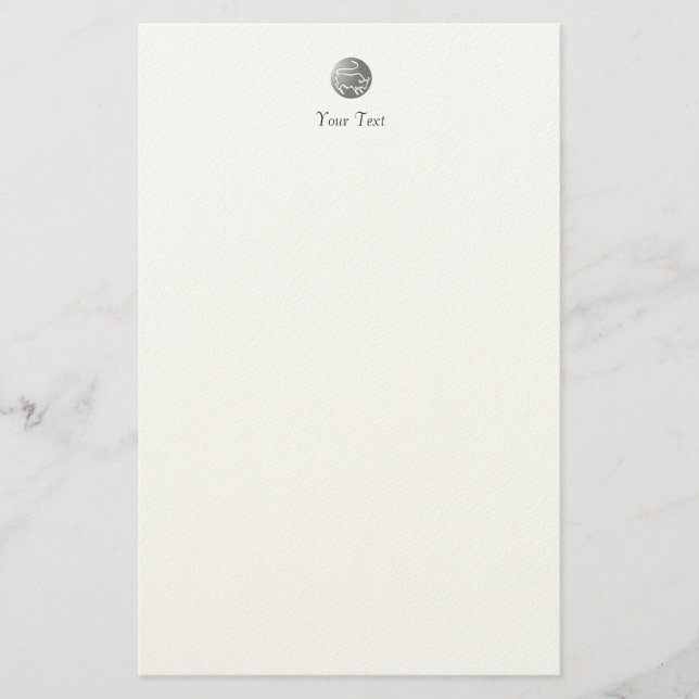 Taurus Zodiac Star Sign Silver Premium Stationery (Front)