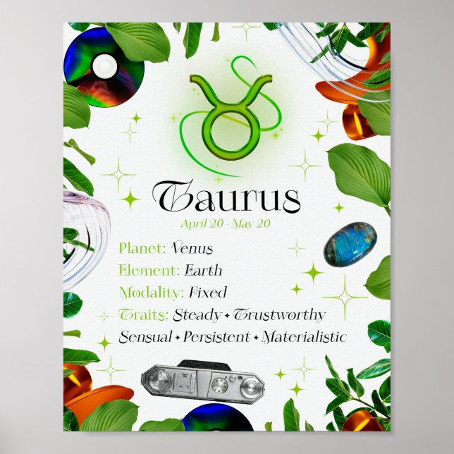 Taurus Zodiac Star Sign Y2K White 4:5 Poster (Front)