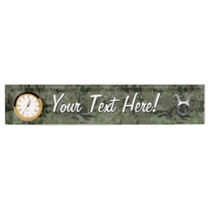 Taurus Zodiac Sybol on Olive Green Digital Camo Nameplate