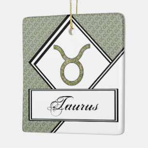 Taurus Zodiac Symbol Element by Kenneth Yoncich Ceramic Ornament