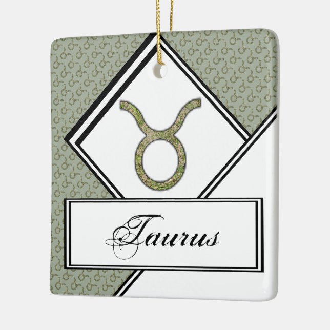Taurus Zodiac Symbol Element by Kenneth Yoncich Ceramic Ornament (Left)