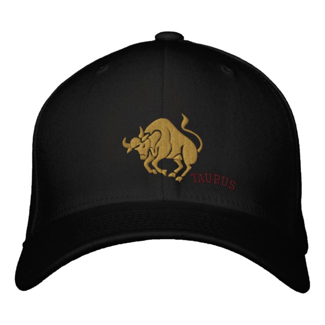 Taurus Zodiac Symbol Embroidery Embroidered Hat (Front)