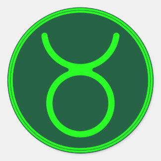Taurus Zodiac Symbol Green Mix Classic Round Sticker