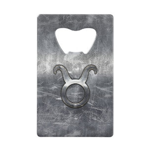 Taurus Zodiac Symbol in Grunge Distressed Style Wallet Bottle Opener