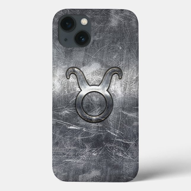 Taurus Zodiac Symbol in Grunge Metallic Style Case-Mate iPhone Case (Back)
