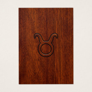 Taurus Zodiac Symbol in Mahogany Style print