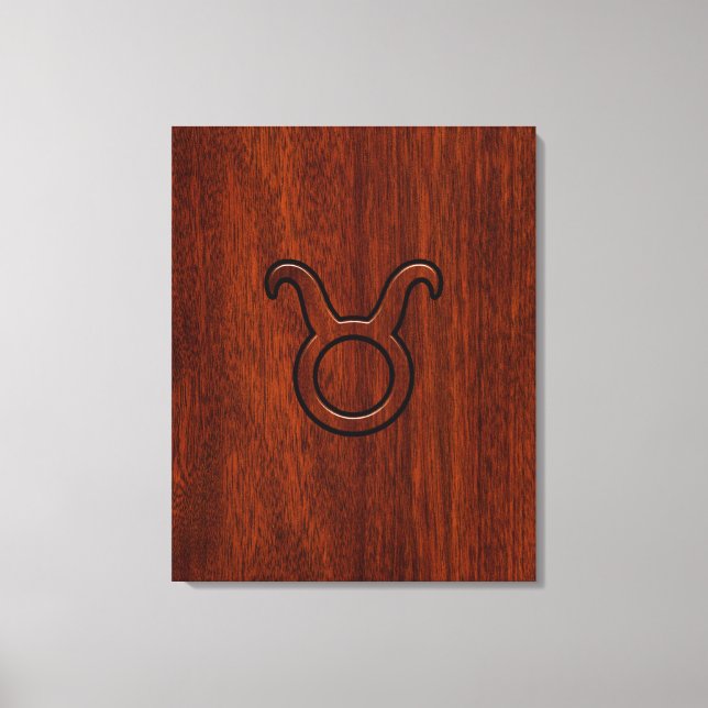 Taurus Zodiac Symbol in Mahogany Style print (Front)