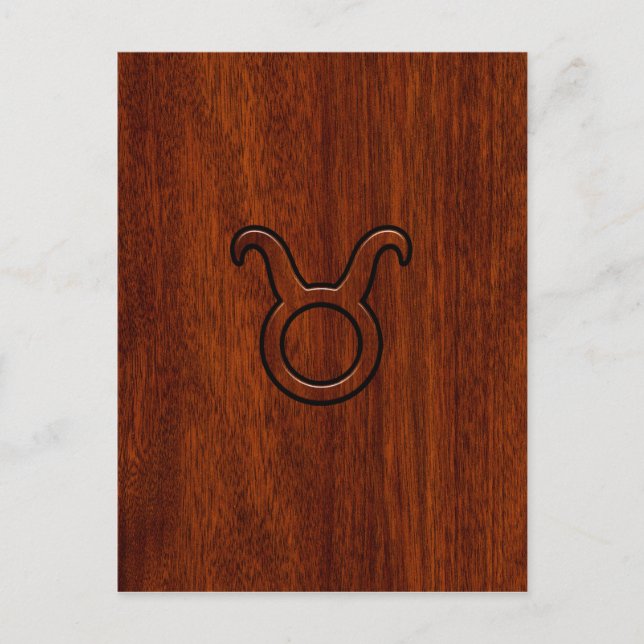 Taurus Zodiac Symbol in Mahogany Style print Postcard (Front)