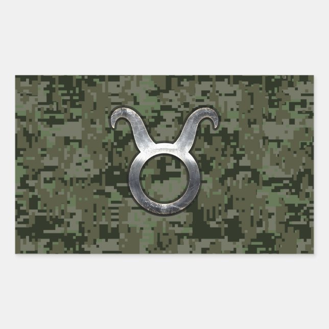 Taurus Zodiac Symbol on Green Digital Camouflage Sticker (Front)