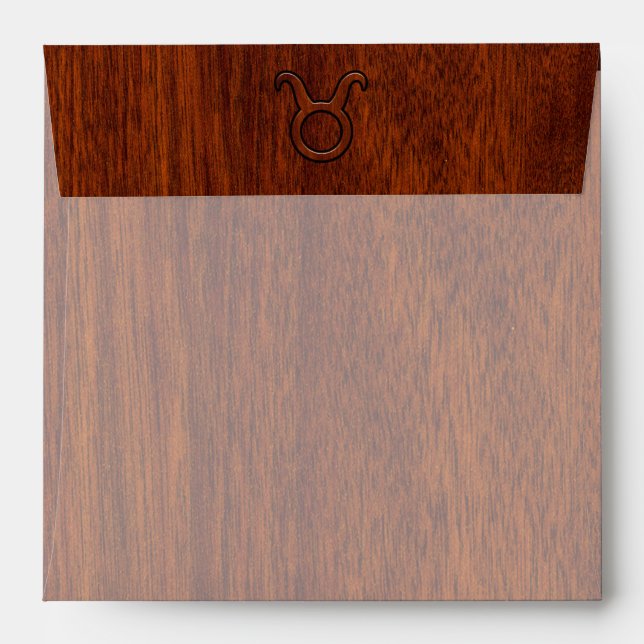 Taurus Zodiac Symbol on Mahogany Decor Envelope (Back (Top Flap))
