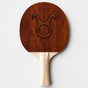 Taurus Zodiac Symbol on Mahogany Decor Ping Pong Paddle
