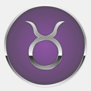 Taurus - Zodiac Symbol - Purple Classic Round Sticker