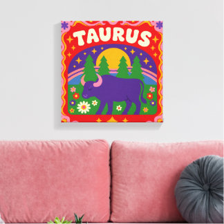 Taurus Zodiac Wall Art Canvas Print – Colourful Fo