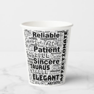 Taurus Zodiac Word Cloud Inspiration  Paper Cups