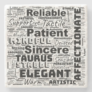 Taurus Zodiac Word Cloud Inspiration Stone Coaster