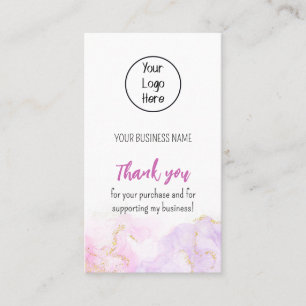 Taux de carte de visite rose brillant Merci