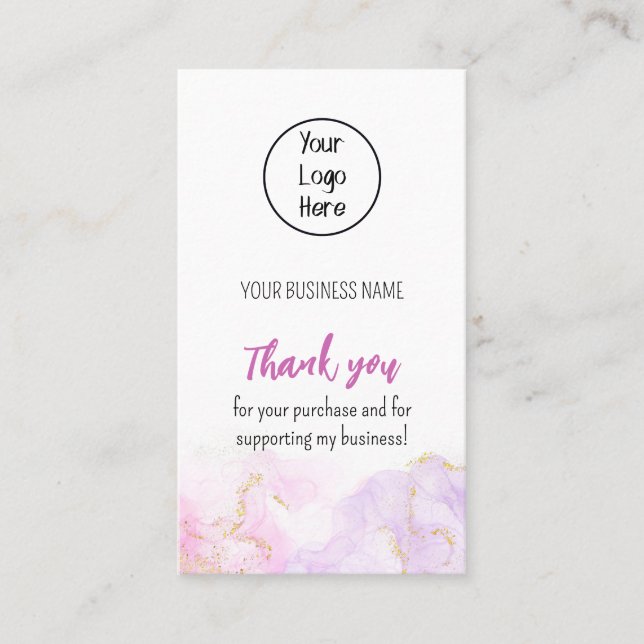 Taux de carte de visite rose brillant Merci (Devant)