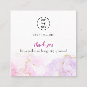 Taux de carte de visite rose brillant Merci