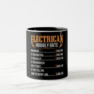 Taux horaire d'électricien à deux tons de café Mug