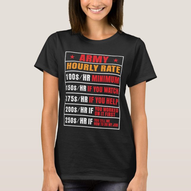 Taux horaire drôle de l'armée T-shirt (Devant)