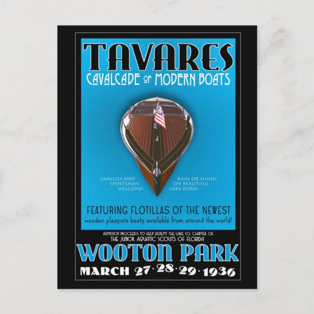 Tavares Cavalcade of Modern Boats post card (Front)