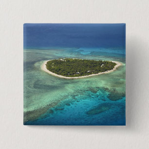 Tavarua Island and coral reef, Mamanuca Islands 2 Inch Square Button