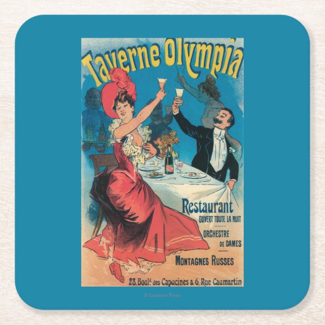 Taverne Olympia Promotional Poster Square Paper Coaster (Front)