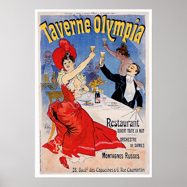 Taverne Olympia Vintage Restaurant Ad Art Poster (Front)
