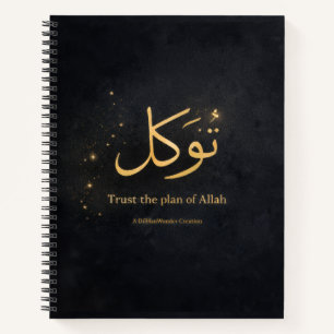 Tawakkul Gold Arabic Calligraphy – Trust the Plan Notebook