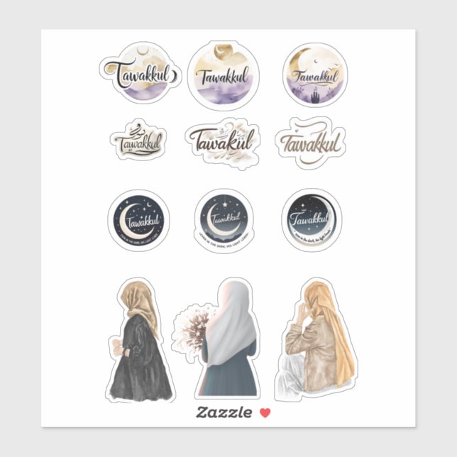 Tawakkul Islamic Sticker Set Faith-Inspired Muslim (Sheet)